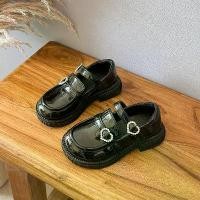 ราคา Girls' black leather shoes, school children's leather shoes, small performance shoes, princess student soft-soled single shoes, school shoes. (1734655794657789282)