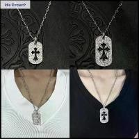 ราคา เงิน 925 Platinum Plated Large Hollow Diamond Cross Dog Tag สร้อยคอ Retro Punk Gothic Rock Street Hip Hop (1735077078089697180)