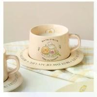 ราคา ชุดแก้วกาแฟเซรามิค พร้อมจานรองMomo rabbit แต่งลายขนมปังฝรั่งเศส สไตล์ญี่ปุ่น (1735460026144818562)
