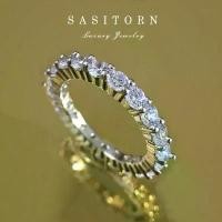 ราคา ✳♥️Sasitorn แหวนเพชรแถว เพชรล้อมวง เพชรเกรดดีที่สุดงานเทียบเพชรแท้ สวยหรู น่ารักใส่ติดนิ้ว ให้ของขวัญ Jewelry ST118❖ (1734473253174937450)