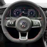 ราคา ปลอกพวงมาลัยรถยนต์ 【DIY ปักด้วยมือ】 ปลอกพวงมาลัยสีหนังกลับดำ สำหรับ Volkswagen VW Golf 7 GTI Golf R MK7 VW Polo GTI Scirocco ปี 2015 2016 (1734987137427145737)