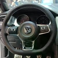 ราคา สำหรับรถยนต์ Volkswagen VW Golf R MK7 Golf 7 GTI VW Polo GTI Scirocco ปี 2015 2016 ปลอกหุ้มพวงมาลัยหนังแท้เย็บมือ (1734860610955675120)