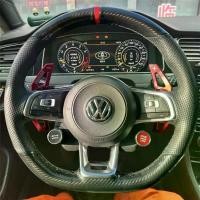 ราคา ปลอกพวงมาลัยรถ Happy ทำจากหนังคาร์บอนไฟเบอร์ สำหรับ Volkswagen VW รุ่นต่างๆ เช่น Golf 7/GTI/Golf R (MK7)/Polo GTI/Scirocco ปี 2015–2016 ใช้ภายในรถ (1735119017419441639)