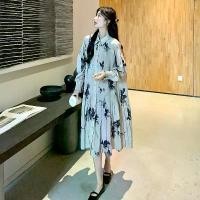 ราคา 2026 Stylish Slim-Fit High-End Youthful Fashion Loose Floral Print Pleated Dress for Women, Spring and Autumn, Trendy Fashionable Women's Dress (1734811333158012821)