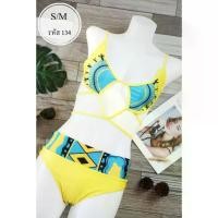 ราคา (โปร++) ชุดว่ายน้ำ บิกินี่สีเหลืองสดใจ เอวเว้า #134 ราคาถูก บิกินี่ ชุดว่ายน้ำ ทูพีช บิกินี่ผู้หญิง (1735407247948678635)