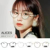 ราคา MOKHA กรอบแว่นตา ALICES แว่นตา ทรงกลม แว่นวินเทจ กรอบโลหะ (size M) (1734927527466337630)