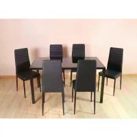 ราคา Global House (1/2) Delicato ชุดโต๊ะอาหาร 6 ที่นั่ง รุ่น D02082 โต๊ะ:140X80X75ซม. เก้าอี้:41X49X98ซม. สีดำ (1729839830762687365)