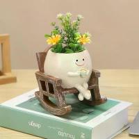 ราคา เก้าอี้/เปลแขวนดีไซน์รูปหน้ายิ้ม งานเรซิน ลายหัวน่ารัก สำหรับต้นไม้สไตล์กระถาง/กระถางต้นไม้แห้ง (ซุกกะเลียนต์) ดีไซน์โยกได้ สร้างสรรค์ เหมาะสำหรับบ้านและสวน ใช้เป็นภาชนะปลูกดอกไม้ (1734776695869113823