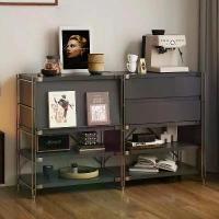 ราคา ชั้นวางของ Bauhaus ชั้นวางของหุ่นยนต์กวาดพื้นชั้นวางของจอแสดงผลสไตล์โบราณขนาดกลางตู้ประตูพลิกหลายชั้นตู้ข้างโซฟา (1733039131061880260)