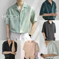 ราคา Houch พร้อมส่ง COD เสื้อนักศึกษาแขนสั้น เสื้อเชิ้ตเกาหลี แฟชั่นผู้ชาย สีพื้น ผ้านิ่มใส่สบาย ไม่ต้องรีด เชิ้ตแขนสั้น oversize ชาย (1734061597272540859)