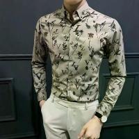 ราคา เสื้อเชิ้ต ลายดอกไม้ แฟชั่นผู้ชาย สไตล์วินเทจเกาหลี อินเทรนด์และหล่อ ทรงสลิมฟิต แขนยาว นิ้ว เสื้อเชิ้ตผู้ชาย (1730054830485768751)