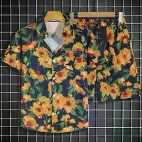 ราคา เสื้อเชิ้ตผู้ชาย ลายดอกแขนสั้น สไตล์ฮาวาย สำหรับชุดชายหาด (1734344323154872214)