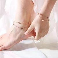 ราคา สร้อยข้อมือและกำไลข้อเท้าสแตนเลสสองชั้นรูปหัวใจสไตล์เกาหลี แฟชั่นผู้หญิง เครื่องประดับสไตล์ป่า รุ่น BR-567 (1734910938543850540)