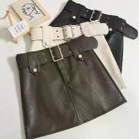 ราคา กระโปรงมินิสเกิร์ตหนัง PU พร้อมเข็มขัด เอวสูง ทรงเอ ช่วยให้ดูผอมเพรียว แฟชั่นผู้หญิง ป้องกันการโป๊ (1734551984584099168)