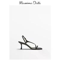 ราคา รองเท้าผู้หญิง Massimo Dutti รุ่นใหม่ประจำฤดูร้อนปี 2026 รองเท้าส้นสูงสีดำแบบสายไขว้ ส้นบาง ทำจากหนังแท้ (1734712231190430974)