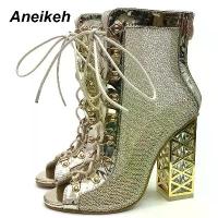 ราคา รองเท้าแตะกลาดิเอเตอร์, Aneikeh, สำหรับผู้หญิง, สีทองระยิบระยับเซ็กซี่, รองเท้าปั๊ม, รองเท้าผู้หญิง, รองเท้าส้นสูงแบบผูกเชือก, รองเท้าบูทหุ้มข้อ, แฟชั่น, มีไซส์ 41, 42 และ 43 (1731094616649599750)