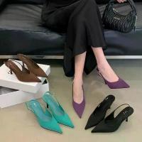 ราคา รองเท้าส้นสูงแบบสวม สไตล์เกาหลี หัวแหลม ส้นบาง รุ่นใหม่สำหรับฤดูร้อน ปิดหัวรองเท้า สายรัดข้อเท้าแบบหัวเข็มขัด รองเท้าผู้หญิง (1734710815241635752)