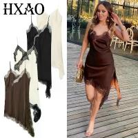 ราคา ชุดเดรสผู้หญิง HXAO ผ้าลูกไม้ ดีไซน์ไม่สมมาตร ชุดเดรสทรงตรงสำหรับฤดูร้อนปี 2025 ชุดเดรสงานเลี้ยงเซ็กซี่ ชุดเดรสสั้นสีน้ำตาลสำหรับผู้หญิง ไม่มีแขน เปิดหลัง (1735461838303037227)