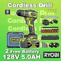 ราคา 【รับประกัน 5 ปี】RYOBI 128V สว่านไร้สาย สว่านกระแทก ความเร็วไร้สาย สว่าน ไร้สาย สว่านไฟฟ้า ไร้แปรงถ่าน แบตเตอรี่ 2 ก้อน (1734078142807705187)