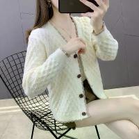 ราคา cardigan ไหมพรม comfy cardigan sweater ไหมพรม เสื้อคลุมถักสไตล์ชาแนล รุ่นใหม่ปี 2022 (1734989652481770800)