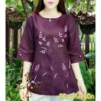 ราคา เสื้อลินิน เสื้อผู้ใหญ่ เสื้อคอปาด งานปัก ใส่สวยมีสไตล์ (1734440388139517540)