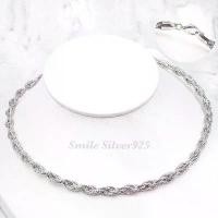 ราคา สร้อยคอโช๊กเกอร์เงินแท้ 92.5% 6 สาย ลายเกลียวเชือก ชุบโรเดียม (1735442528390317409)