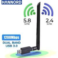 ราคา อะแดปเตอร์ Wifi ไร้สาย, Hannord, Dual Band, 1200Mbps, 2.4G และ 5G Wifi Antenna, Dongle Wifi USB ภายนอก, การ์ดเครือข่าย Wifi, เข้ากันได้กับ PC และ Linux (1732246204092090800)