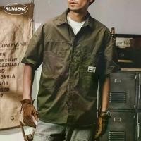 ราคา เสื้อเชิ้ตแขนสั้นผู้ชาย ทรงหลวม สไตล์ญี่ปุ่น วินเทจ ไซส์ใหญ่ Clothing Man (1730958313652390844)
