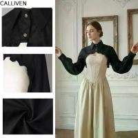 ราคา CALLIVEN แฟชั่นเกาหลี วินเทจ แขนเสื้อ คอเสื้อ สไตล์ที่สุภาพและสง่างาม เรโทร เสื้อแขนยาวพอง เสื้อเบลาส์แต่งระบาย รัฟเฟิลส์ ฟอส เสื้อแขนยาวพองสำหรับผู้หญิง ชุดคอสเพลย์ (1735461921448232260)