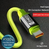 ราคา สายเคเบิล USB 【พร้อมส่ง】 1 ม./1.5 ม./2 ม./3 ม. รองรับการชาร์จเร็ว 240W สายเคเบิล USB Type‑C ถึง Type‑C พร้อมหน้าจอแสดงกำลังไฟแบบเรียลไทม์ สำหรับ Huawei, Xiaomi, Samsung, OPPO, ViVO (173479220571553968