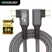 ราคา ขายดี สายเคเบิล Elbow Thunderbolt 4 ความเร็ว 40 Gbps สายข้อมูล USB 4 จาก Type‑C ถึง Type‑C รองรับ PD ชาร์จเร็ว 240 วัตต์ สำหรับ iPhone 15 Pro และแบตเตอรี่สำรอง SSD (1735058904074060878)