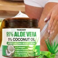 ราคา ครีมว่านหางจระเข้, ครีมบำรุงผิวกายว่านหางจระเข้ - บริสุทธิ์ 95%, ครีมบำรุงผิวหน้าให้ความชุ่มชื้นสำหรับผู้ชายและผู้หญิง, ซึมซาบเร็ว, ป้องกันผิวแห้ง, มีส่วนผสมของน้ำมันมะพร้าว 5%, (1735107317663827433)