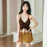 ราคา ดีไซน์ไม่มีหลัง กาแฟ ชุดว่ายน้ำ คอแบบผูก แบบมินิ บิกินี่สามเหลี่ยม ลดน้ำหนัก ดีไซน์แบบผูกเชือก ชุดบิกินี่ ชุดว่ายน้ำผู้หญิง (1735026340423632012)