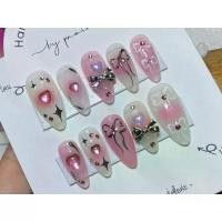 ราคา พร้อมส่ง. เล็บปลอมสำเร็จรูป สีเจลแท้100% ชมพูสดใสติดเพชรหัวใจ เล็บปลอมน่ารัก เล็บเจล เล็บปลอม เล็บปลอมสวยทรงแหลมยาว (1735382990205649993)