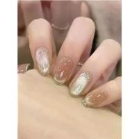ราคา สีทาเล็บเจล เล็บปลอม เล็บปลอมสำเร็จรูปเจ สไตล์มินิมอลสีผิวธรรมชาติ ประดับเพชรระยิบ แผ่นเล็บแบบติดสำหรับใส่ สวยงามช่วยให้ผิวดูขาว และสามารถถอดออกได้ (1735042540908086612)