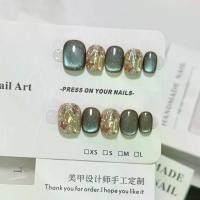 ราคา สีทาเล็บเจล เล็บปลอมเจล เล็บปลอม 【ชาอู่หลง】เจลติดเล็บทำมือแท้ แบบสั้น ลายแมวสะท้อนแสง ประดับเพชรเทียม แวววาวโดดเด่น สไตล์มีเอกลักษณ์ ช่วยให้ผิวดูขาว (1735042433851950919)