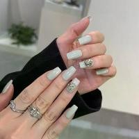 ราคา เล็บปลอม เล็บปลอมสำเร็จรูปเจ NailArt เล็บแบบสวม สีเทาเกลือทะเล ระดับพรีเมียม ช่วยให้ผิวดูขาว สไตล์อินส์โทนหวานเซ็กซี่ แบบสั้น/กลาง ทรงเหลี่ยม แผ่นเล็บสำหรับนักเรียน (1735493709056476814)