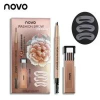 ราคา COD Novo Eyebrow (5146) ดินสอเขียนคิ้ว+ไส้ดินสอ+บล็อกคิ้ว 3 ชิ้น ของแท้ (1734426017865631402)