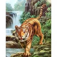ราคา ภาพเสือ ลายเสือ เสริมฮวงจุ้ย เสริมอำนาจ เสริมภาพตกแต่งบ้าน ศิลปะบนผนัง ขนาดภาพ 16x20 นิ้ว หรือ (41 ซม. x 51 ซม.) ภาพวาดกรอบไม้ (1732625430115157440)
