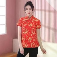 ราคา Women's Tang Suit, Cheongsam, Ancient Costume, Printed Short-sleeve Top, Republic of China Literary Clothing, Chinese Style Summer Hanfu (1734637182598088222)