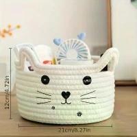 ราคา กล่องเก็บของแบบขายส่ง, ตะกร้าเส้นผ้าฝ้าย, ตะกร้าสาน, ตะกร้าทรงกลมรูปหูแมว สไตล์สวยงาม เหมาะสำหรับโต๊ะทำงาน ของว่าง และสินค้าหลากหลาย กระเป๋า เก็บ เครื่องประดับ สั่ง สินค้า จีน มา (1734904334795703758)