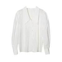 ราคา ฝรั่งเศส เสื้อเชิ้ตแขนยาวคอปกพับลงแขนพองสีขาวที่หรูหราและเรียบง่าย (1733447224223107063)