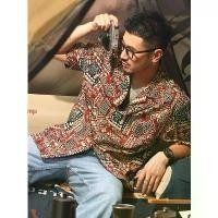ราคา หลวมแขนสั้นผ้าไหมน้ำแข็งเสื้อผู้ชาย American West Coast Workwear ดอกไม้พิมพ์ Cuban COLLAR อินเดีย Totem เยาวชนแฟชั่นฤดูร้อน (1734944741357028724)