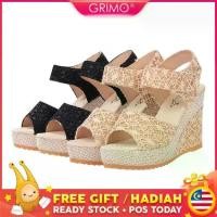 ราคา รองเท้าแตะส้นเตารีดลูกไม้ Grimo รองเท้าผู้หญิง รองเท้าส้นสูง พร้อมสต็อก มาเลเซีย (1729768376512645944)