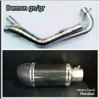 ราคา คอท่อ Demon 150 GN/GR สแตนเลส พร้อม ปลายท่อ Leovince คาร์บอน ยาว 10 นิ้ว งานดี เสียงแน่น (1735423539130959071)