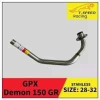 ราคา [ฟรีประเก็นปากท่อ] คอท่อ GPX Demon 150GR สแตนเลส 304 Size 28-32 mm. (1735104708902553190)