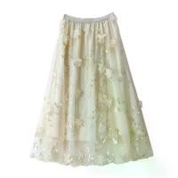 ราคา 2025 Ready Stock Mesh Embroidered Midi Skirt Gentle Temperament Mid-Length Skirt Three-Dimensional Flower Heavy Craft Mesh Skirt Fresh Fairy Skirt (1733195063492052944)
