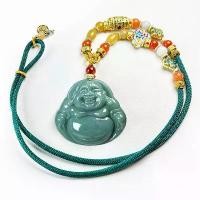 ราคา สร้อยคอพระพุทธรูปทำจากหยกสีเขียวอมฟ้า หนาและแข็งแรง เป็นหยกธรรมชาติเกรด A (1734362006130361768)