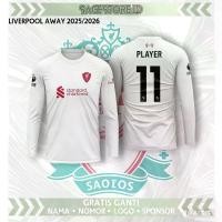 ราคา เสื้อเจอร์ซีย์ลิเวอร์พูล / เสื้อเจอร์ซีย์ลิเวอร์พูล / เสื้อเจอร์ซีย์ลิเวอร์พูลชุดเยือน 2025/2026 แขนยาว เสื้อฟุตบอลลิเวอร์พูลชุดเยือน สามารถปรับแต่งชื่อ หมายเลข และโลโก้ได้ / ชุดเยือน (Away) แขนยาว (1