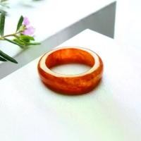 ราคา แหวนหยกส้มเนื้อแก้วทรงเกลี้ยง size 47 mm งานหยกพม่าแท้ Feicui Natural jadeite Type A (1732596791400498422)